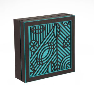 teal geometric embossed luxury rigid box