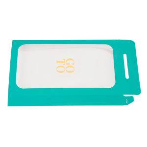 teal magnetic rigid display box with interior tray