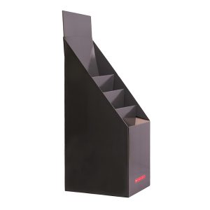 Custom Black Triangular Floor Display Stand – Retail POS Unit | Caiye Packaging China