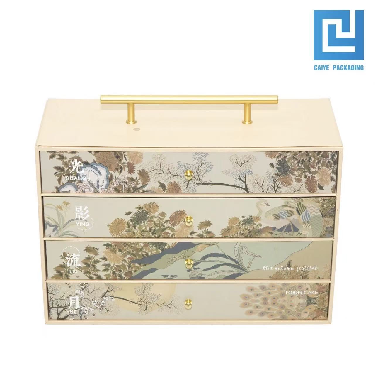 fd6770f82057c7c9f0f343470a9e08a7 Custom Mid-Autumn Festival luxury gift box detail — UV print botanical illustration with foil stamping | Caiye Packaging